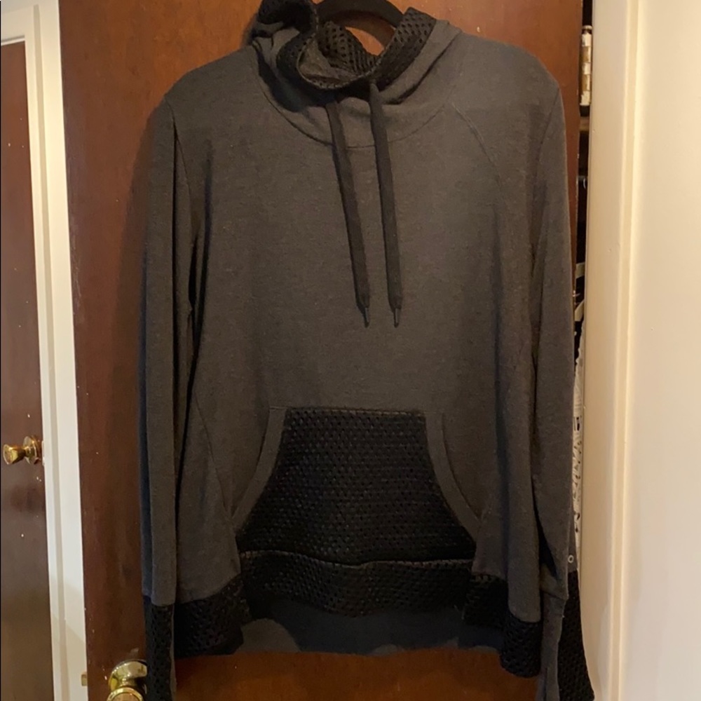 Alo Hooded Pullover with 3D mesh trim